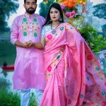 দুপিয়ান সিল্কের শাড়ি পাঞ্জাবি কাপল সেট।
