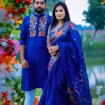 দুপিয়ান সিল্কের শাড়ি পাঞ্জাবি কাপল সেট