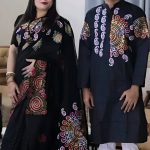 দুপিয়ান সিল্কের শাড়ি পাঞ্জাবি কাপল সেট