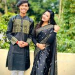 জাপানি সিল্ক শাড়ি পাঞ্জাবি কাপল সেট