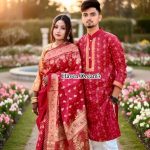 জাপানি সিল্ক শাড়ি পাঞ্জাবি কাপল সেট