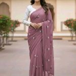 এমব্রয়ডারি জর্জেট শাড়ি