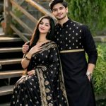 জাপানি সিল্ক শাড়ি পাঞ্জাবি কাপল সেট