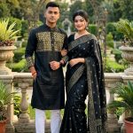 জাপানি সিল্ক শাড়ি পাঞ্জাবি কাপল সেট