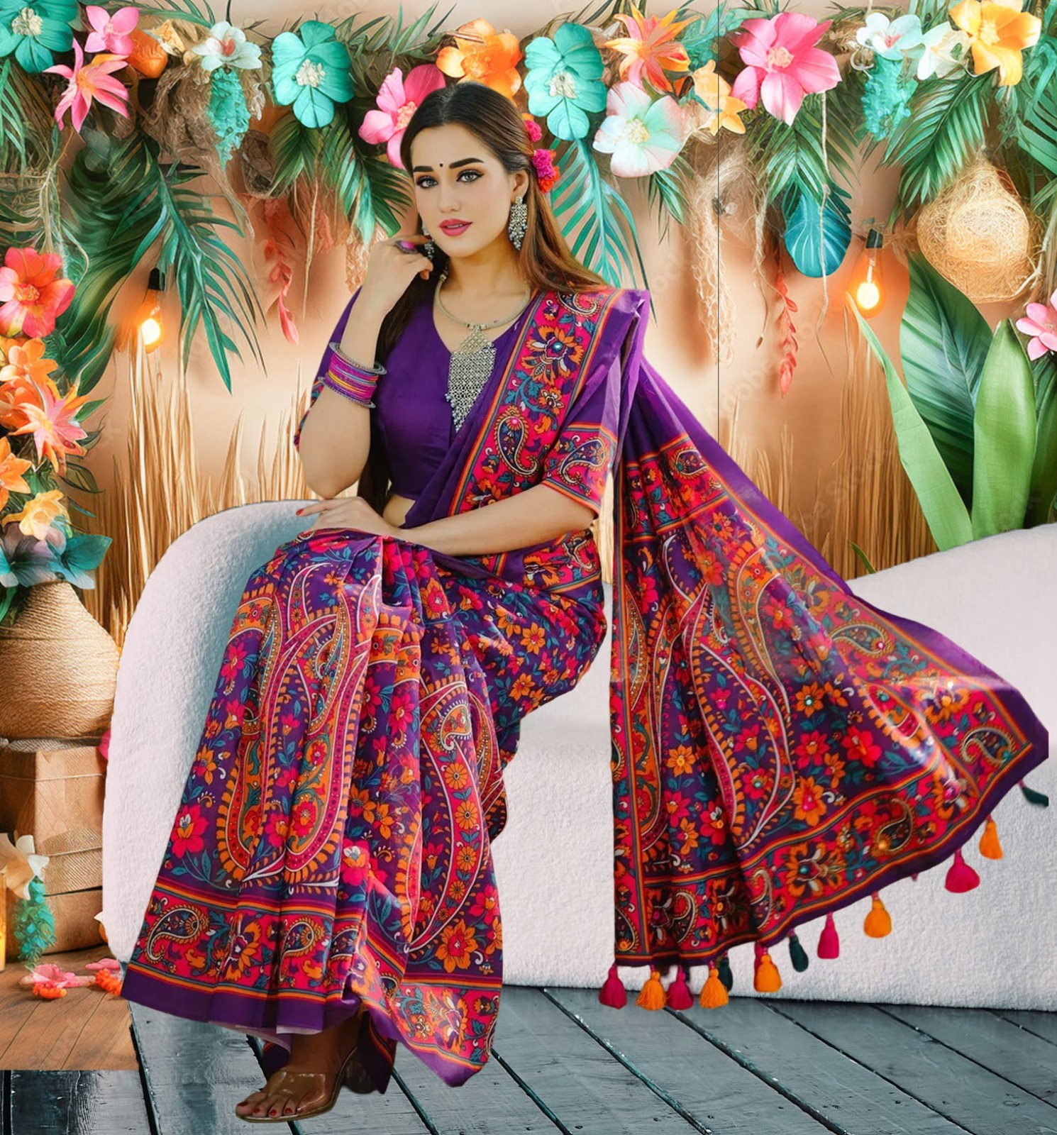 1747568015_L_1 চান্দুরি সিল্ক শাড়ি ব্লাউজ - Image 1