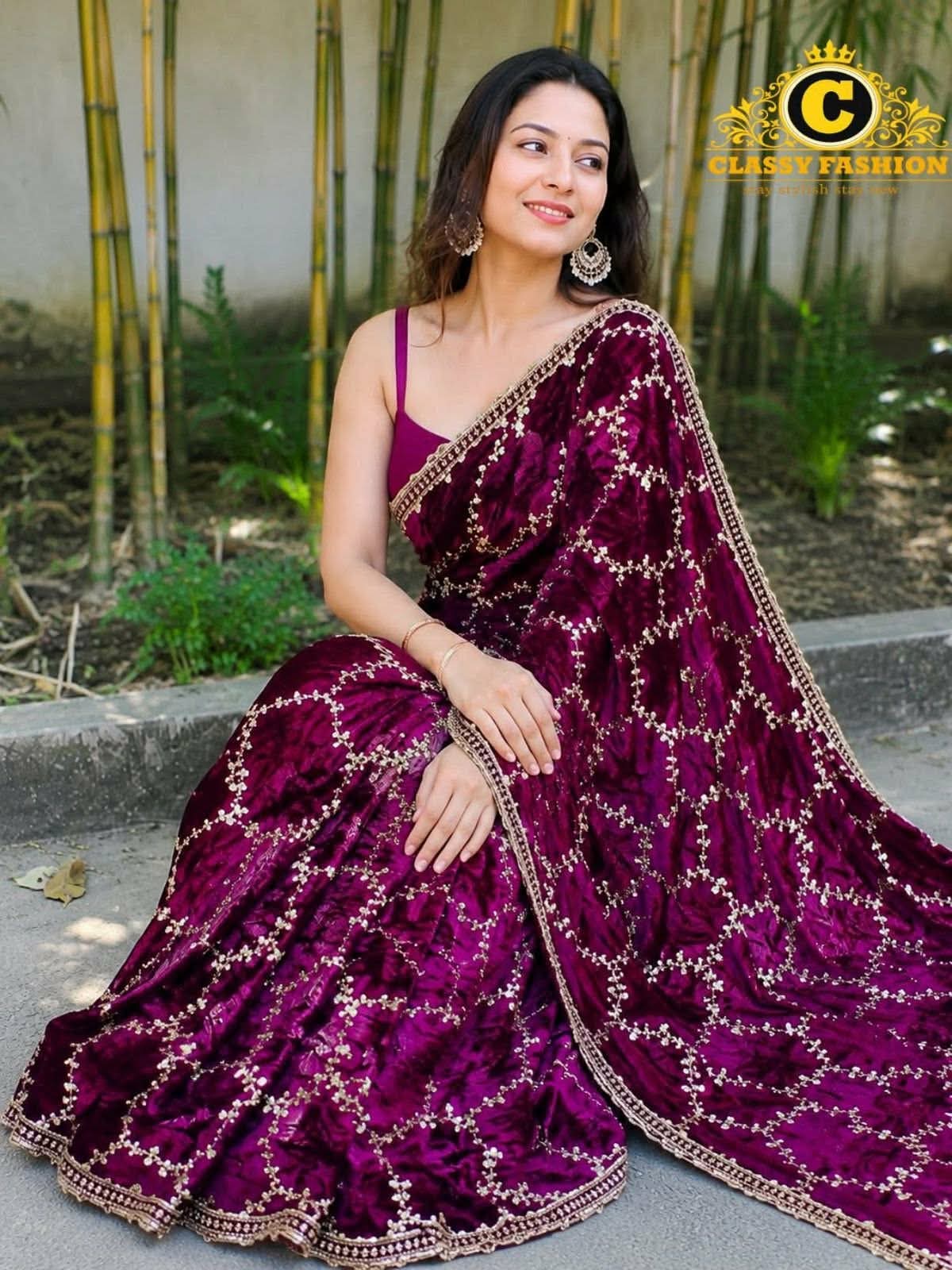IMG-20260710-WA0066 ইন্ডিয়ান জিমিচু ফেব্রিক্সের এমব্রয়ডারি জমকালো শাড়ি - Image 1