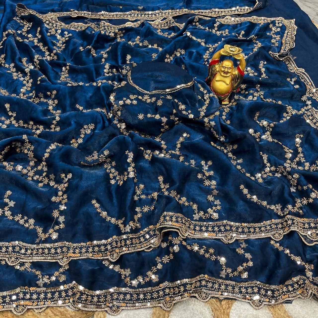 IMG-20260710-WA0070 ইন্ডিয়ান জিমিচু ফেব্রিক্সের এমব্রয়ডারি জমকালো শাড়ি - Image 1