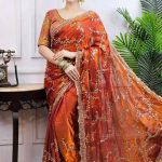 ইন্ডিয়ান জিমিচু ফেব্রিক্সের এমব্রয়ডারি জমকালো শাড়ি