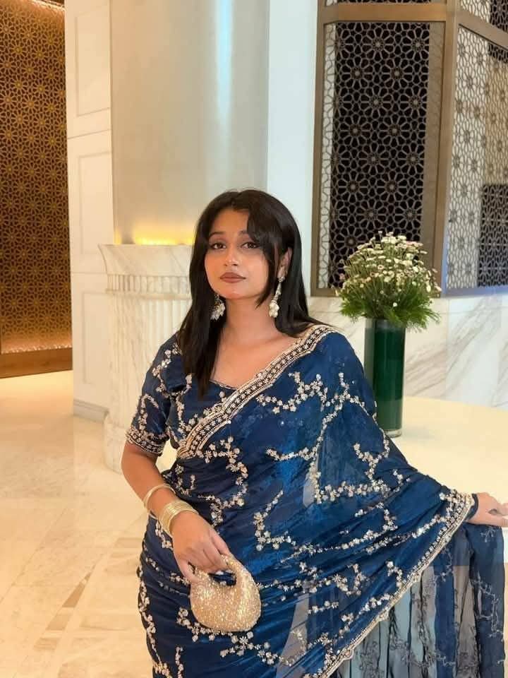 IMG-20260710-WA0082 ইন্ডিয়ান জিমিচু ফেব্রিক্সের এমব্রয়ডারি জমকালো শাড়ি - Image 1
