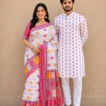 saree blouse and panjabi couple set