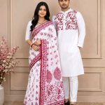 saree blouse and panjabi couple set