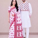 saree blouse and panjabi couple set