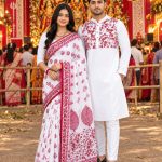 saree blouse and panjabi couple set