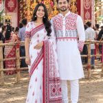 saree blouse and panjabi couple set