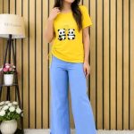 ড্রপশোল্ডার টিশার্ট+জিন্স প্যান্ট সেট