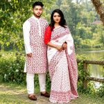 saree blouse and panjabi couple set
