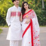 saree blouse and panjabi couple set
