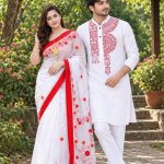 saree blouse and panjabi couple set