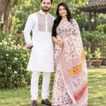 saree blouse and panjabi couple set