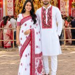 saree blouse and panjabi couple set
