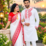 saree blouse and panjabi couple set