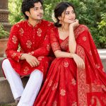 জাপানি সিল্কের শাড়ি পাঞ্জাবি কাপল সেট